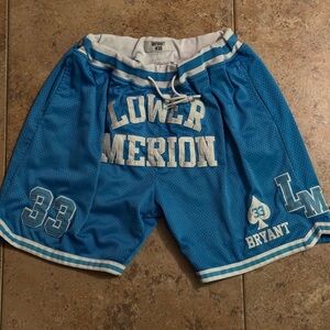 Mitchell & Ness White and Blue Bryant #33 Shorts
